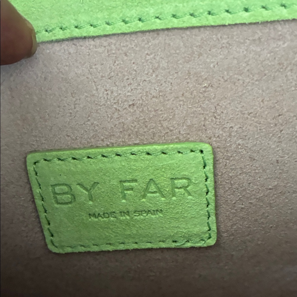 BY FAR Lime Green Suede Crossbody with Gold Logo - Picture 5 of 14